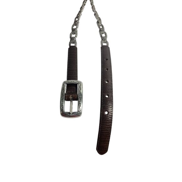 Brighton Belt Bundle Women's Sz M Brown Leather Silver Hardware Woven Textured - Picture 2 of 15